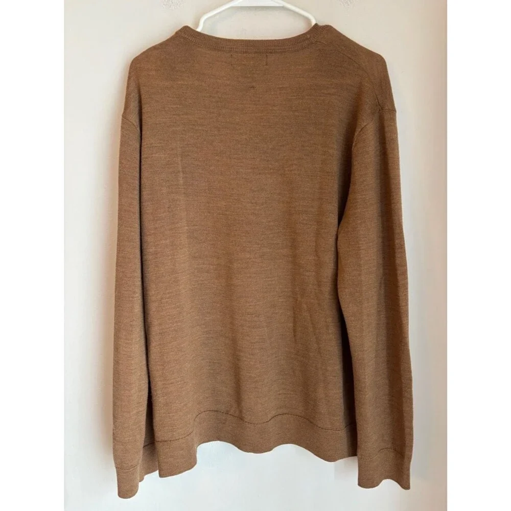 Banana Republic Men's 100% merino wool V-Neck knit  Sweater Light Brown XL EUC